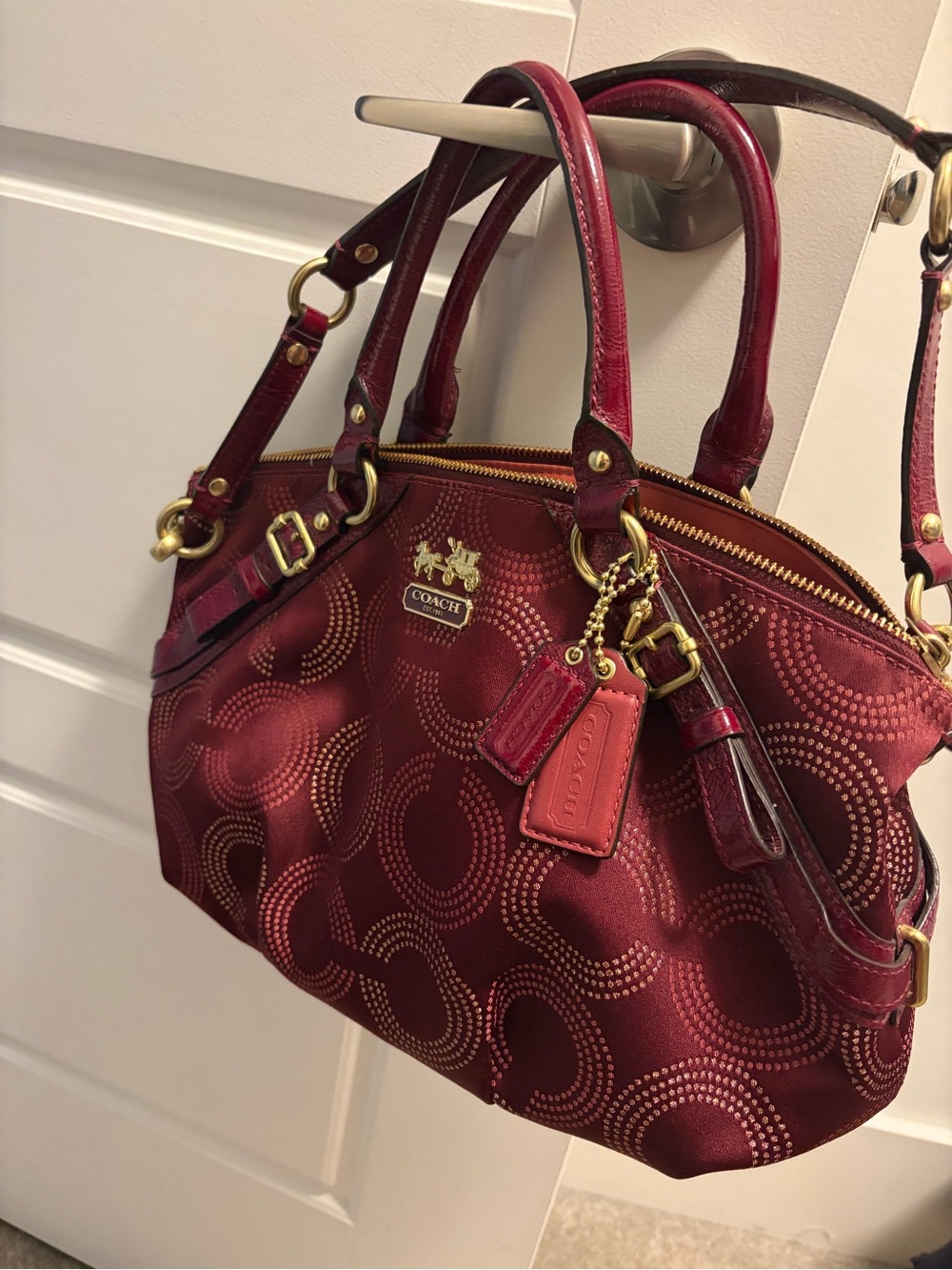Coach Women's Burgundy Signature Satchel
